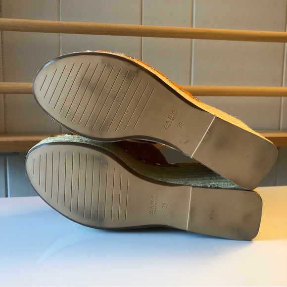 * ZARA Orange Faux Suede Espadrille Wedge Platform Women’s Size 39 Sandals - Picture 12 of 15